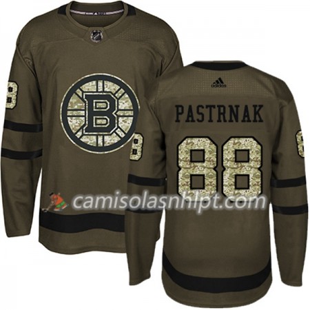 Camisola Boston Bruins David Pastrnak 88 Adidas 2017-2018 Camo Verde Authentic - Homem